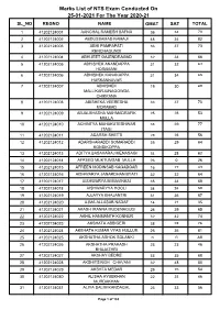 Marks List of NTS Exam Conducted on 25-01-2021 for the Year 2020-21 SL NO REGNO NAME GMAT SAT TOTAL