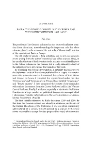 Part One the Problem of the Genoese Colonies