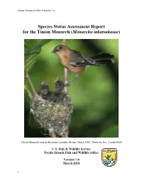 Species Status Assessment Report for the Tinian Monarch (Monarcha Takatsukasae)