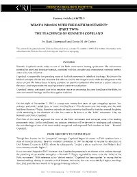 What's Wrong with the Faith Movement? (Part Two): the Teachings of Kenneth Copeland