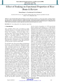 Effect of Soaking on Functional Properties of Rice Bean-A Review