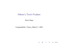 Hilbert's Tenth Problem