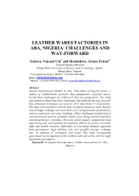 Leather Wares Factories in Aba, Nigeria: Challenges and Way-Forward