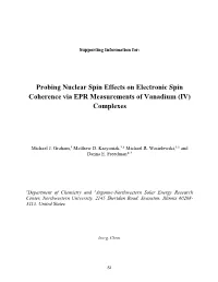 Probing Nuclear Spin Effects on Electronic Spin Coherence Via EPR Measurements of Vanadium (IV) Complexes