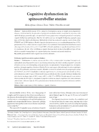 Cognitive Dysfunction in Spinocerebellar Ataxias