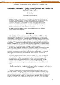 Community Informatics Conference 2011- Refereed Paper