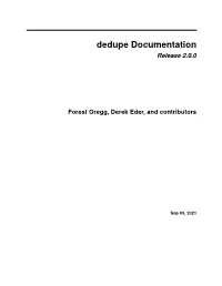 Dedupe Documentation Release 2.0.0