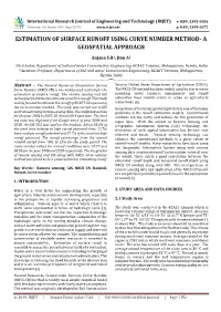 Estimation of Surface Runoff Using Curve Number Method- a Geospatial Approach