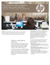 HP's Approach to Quality Management Under Business Process Outsourcing