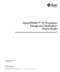 Opensparc T2 Processor Design and Verification User's Guide