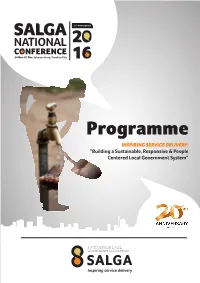 Programme INSPIRING SERVICE DELIVERY: “Building a Sustainable, Responsive & People Centered Local Government System”