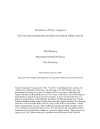 The Salience of Ethnic Categories: Field and Natural Experimental