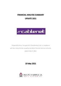 Financial Analysis Summary Update 2021