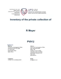 Inventory of the Private Collection of R Meyer PV912