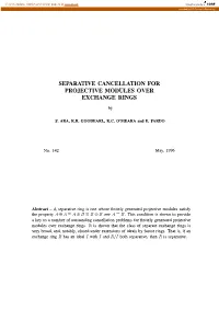 Separative Cancellation for Projective Modules Over Exchange Rings