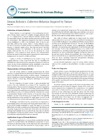 Swarm Robotics: Collective Behavior Inspired by Nature