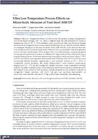 Ultra Low Temperature Process Effects on Micro-Scale Abrasion of Tool Steel AISI D2