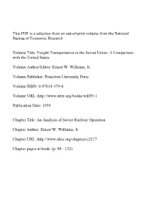 An Analysis of Soviet Railway Operation