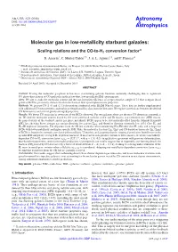 Molecular Gas in Low-Metallicity Starburst Galaxies:  Scaling Relations and the CO-To-H2 Conversion Factor R