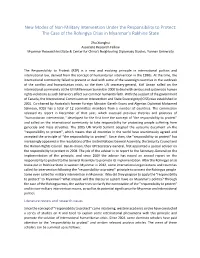 New Modes of Non-Military Intervention Under the Responsibility to Protect: the Case of the Rohingya Crisis in Myanmar’S Rakhine State