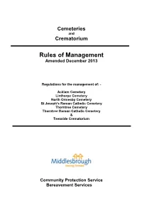 Rules of Management for Cemeteries and Crematorium