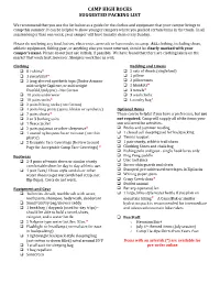 2021 Packing List