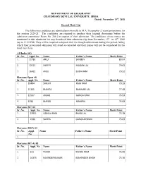 DEPARTMENT of GEOGRAPHY CHAUDHARY DEVI LAL UNIVERSITY, SIRSA Dated: November 13Th, 2020