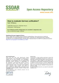 How to Evaluate German Unification? Zapf, Wolfgang