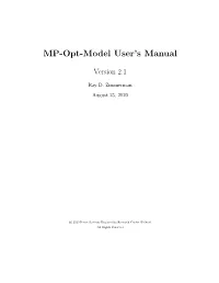 MP-Opt-Model User's Manual, Version