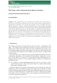 The Scope of the Argument from Species Overlap