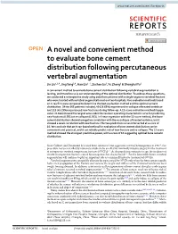 A Novel and Convenient Method to Evaluate Bone Cement Distribution Following Percutaneous Vertebral Augmentation