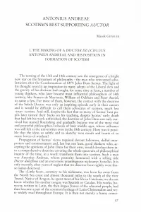 Antonius Andreae Scotism's Best Supporting Auctor
