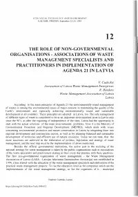 Associations of Waste Management Specialists and Practitioners in Implementation of Agenda 21 in Latvia