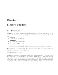Chapter 1 I. Fibre Bundles