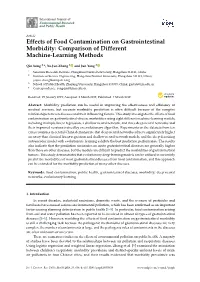 Effects of Food Contamination on Gastrointestinal Morbidity: Comparison of Different Machine-Learning Methods