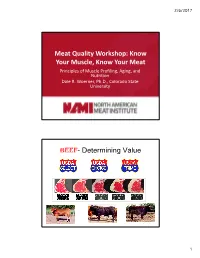 Meat Quality Workshop: Know Your Muscle, Know Your Meat BEEF
