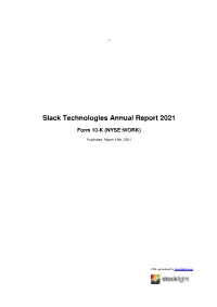 Slack Technologies Annual Report 2021