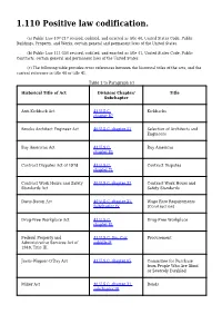 1.110 Positive Law Codification. Table 1 to Paragraph