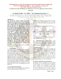 A Step Towards Making an Effective Text to Speech Conversion System