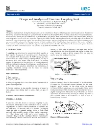 Design and Analysis of Universal Coupling Joint Maram Venkata Sunil Reddy1, C