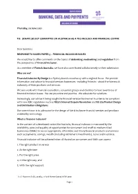 Senate Select Committee on Australia As a Technology and Financial Centre