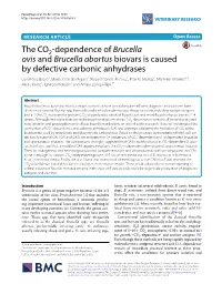 The CO2-Dependence of Brucella Ovis and Brucella Abortus Biovars Is Caused by Defective Carbonic Anhydrases