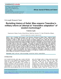 Was Emperor Tewodros's Military Reform an Attempt at “Translative