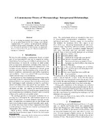 (A Commonsense Theory of Microsociology: Interpersonal