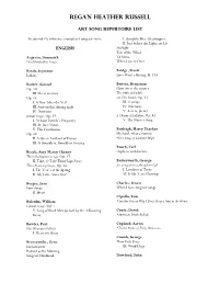 Art Song Repertoire List