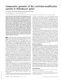 Comparative Genomics of the Restriction-Modification Systems in Helicobacter Pylori
