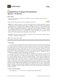 Completeness in Quasi-Pseudometric Spaces—A Survey