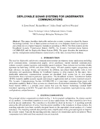 Deployable Sonar Systems for Underwater Communications