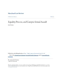 Equality, Process, and Campus Sexual Assault Julie Novkov