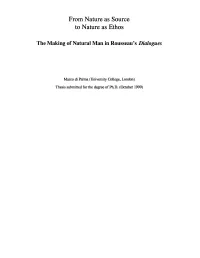 From Nature As Source to Nature As Ethos the Making of Natural Man In